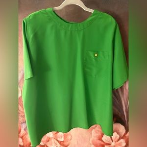 Bright Green Worthington Short Sleeve Blouse with Pocket Size 24W